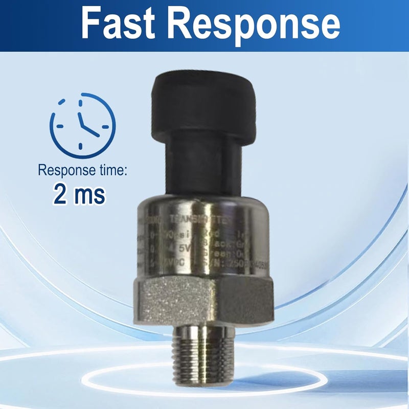 UGrandF حساس ضغط من الفولاذ المقاوم للصدأ 100 PSI / محول - خيط 1/8"-27 NPT مع مجموعة حزام، حساس متعدد الأغراض للزيت، الوقود، الهواء والماء (0-100 PSI) - Image 3